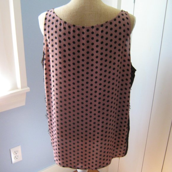 LOFT Polka Dot Blouse with Lace - Picture 2 of 4